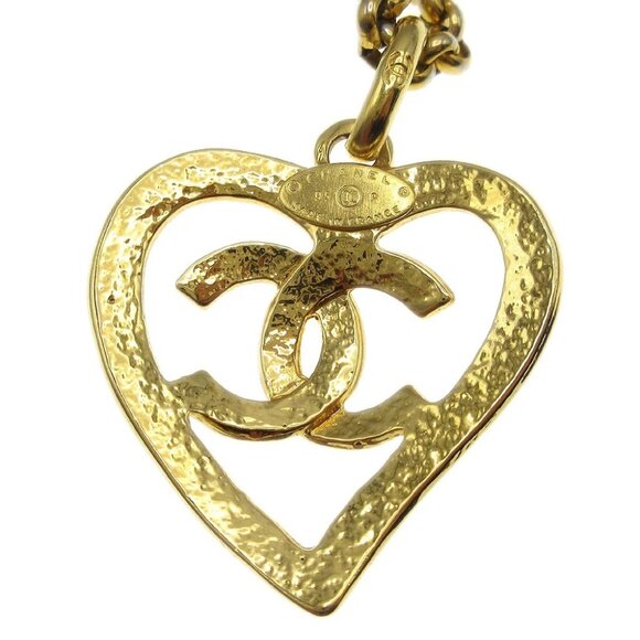 Chanel Heart Chain Pendant Necklace Gold 95P - Picture 3 of 8